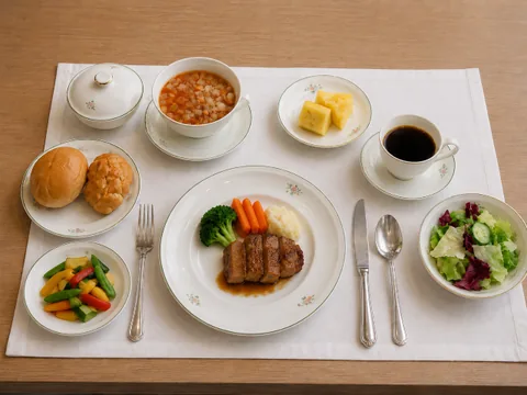 A meal served in the private room